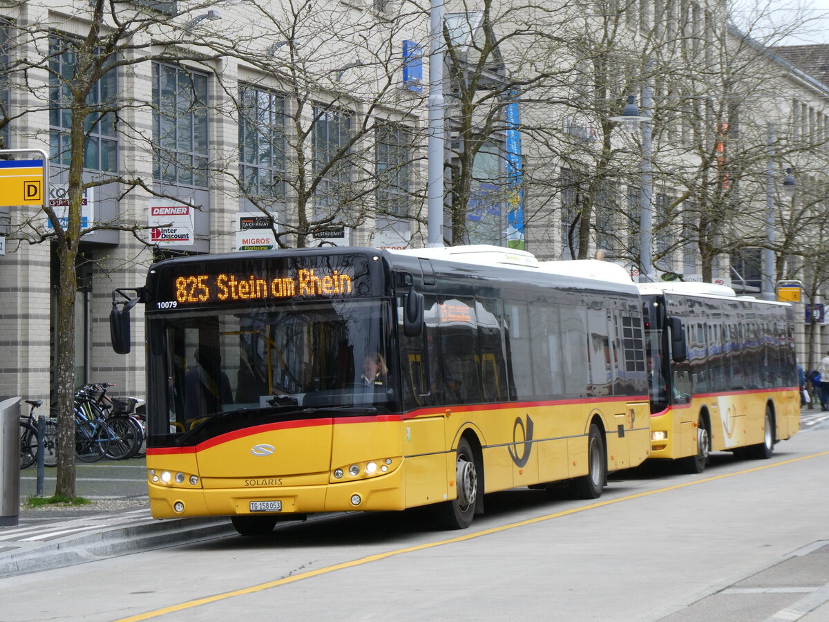 (261'115) - PostAuto Ostschweiz - TG 158'053/PID 10'079 - Solaris am 9. April 2024 beim Bahnhof Frauenfeld