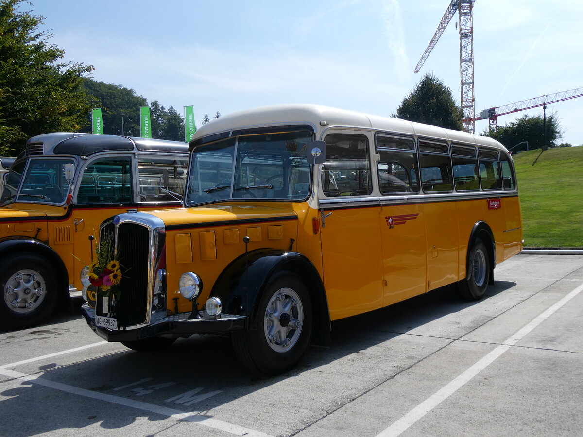 (266'415) - Blchlinger, Endingen - AG 69'937 - Saurer/Tscher (ex Dubach, Walde; ex Spescha, Andiast) am 31. August 2024 in Oberkirch, CAMPUS Sursee