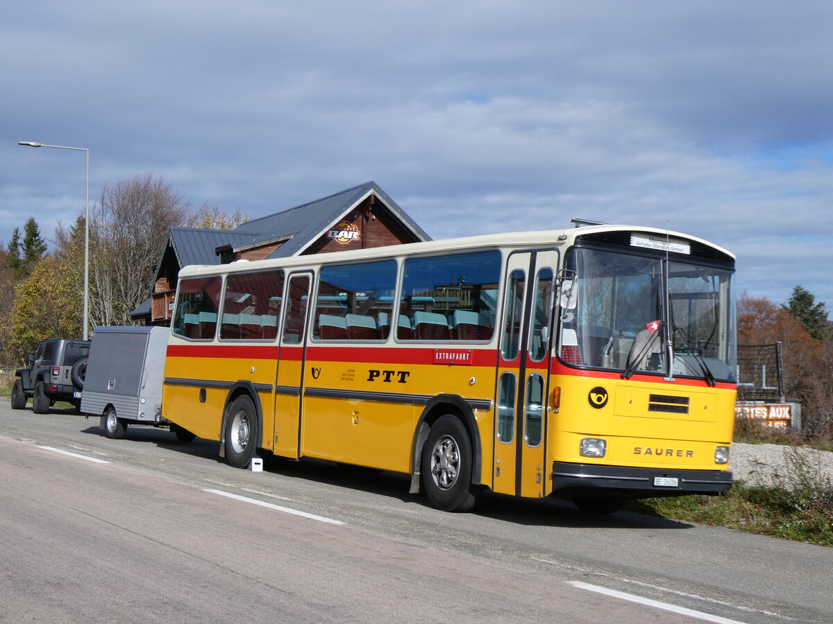 (268'770) - Aus der Schweiz: Schmid, Thrishaus - BE 26'206 - Saurer/Tscher (ex P 24'244) am 27. Oktober 2024 in Linthal, Station du Markstein