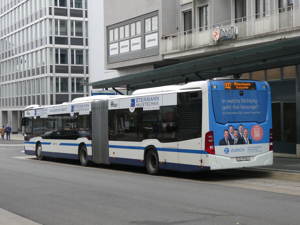 (269'073) - ZVB Zug - Nr. 64/ZG 88'064 - Mercedes am 9. November 2024 beim Bahnhof Zug