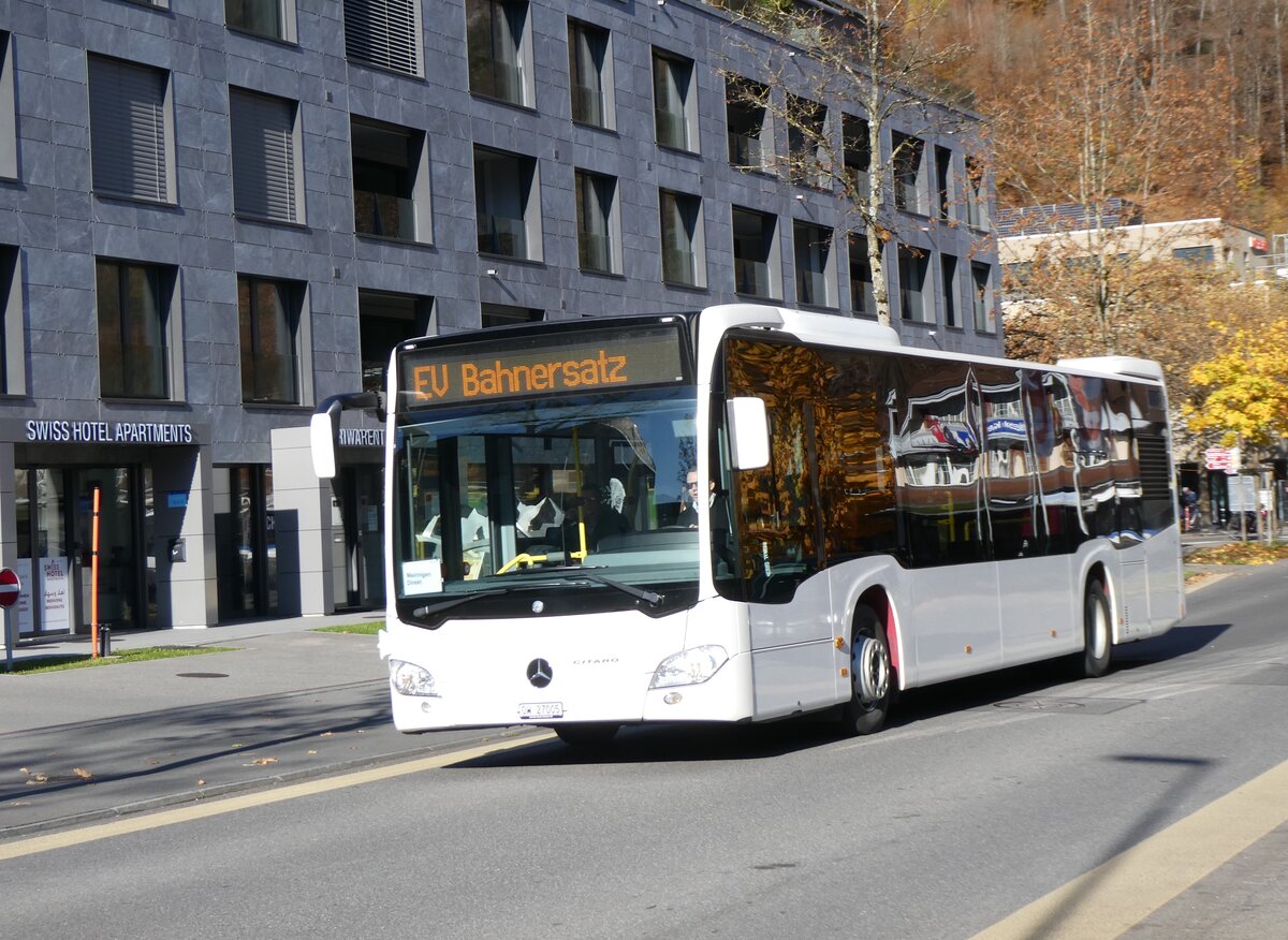 (269'156) - Koch, Giswil - OW 27'005 - Mercedes (ex Wiener Linien, A-Wien Nr. 8121) am 14. November 2024 beim Bahnhof Interlaken Ost