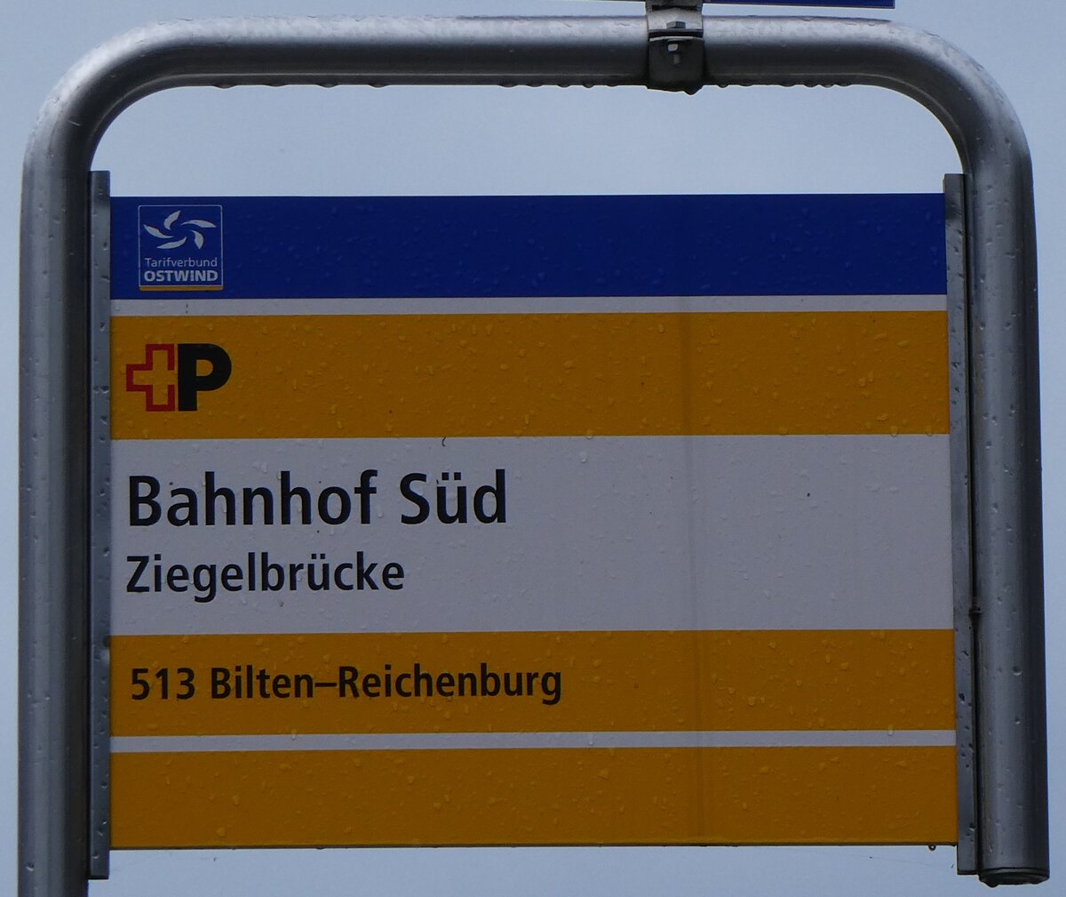 (269'261) - +P-Haltestellenschild - Ziegelbrcke, Bahnhof Sd - am 19. November 2024