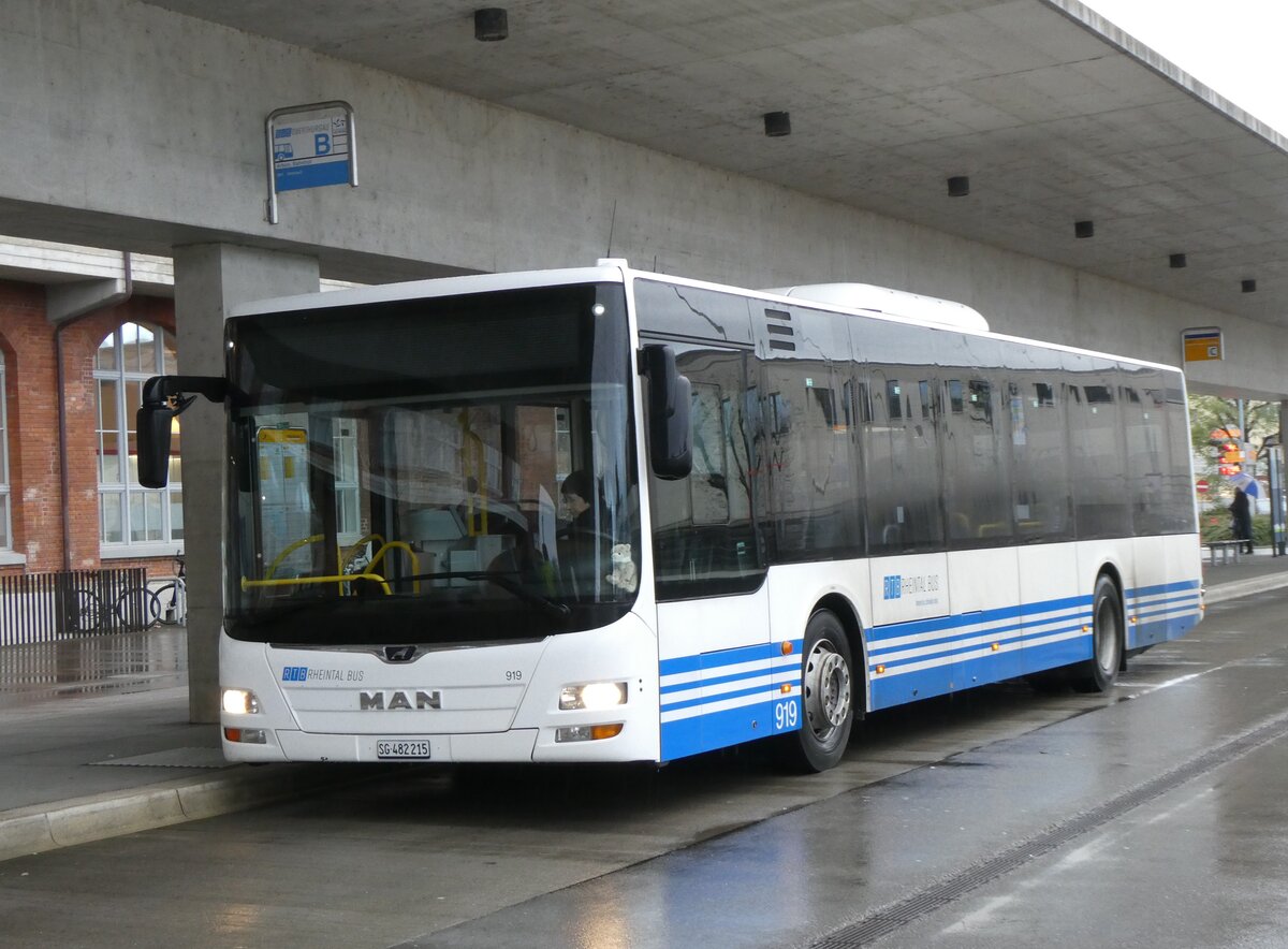 (269'416) - RTB Altsttten - Nr. 919/SG 482'215 - MAN (ex StadtBUS, Frauenfeld Nr. 919; ex RTB Altsttten Nr. 919; ex PostBus/A BD 15'352) am 28. November 2024 in Arbon, Bushof