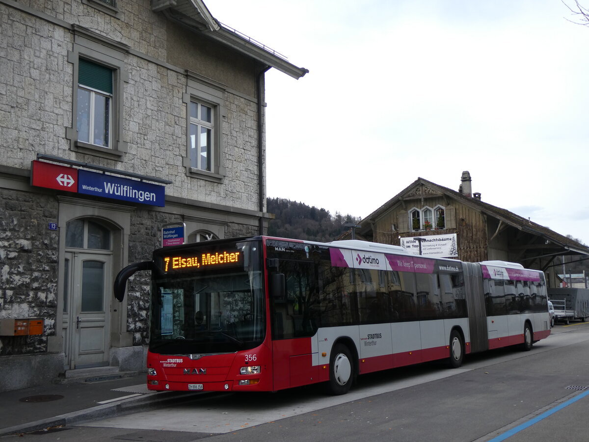 (269'652) - SW Winterthur - Nr. 356/ZH 886'356 - MAN am 7. Dezember 2024 beim Bahnhof Winterthur Wlflingen