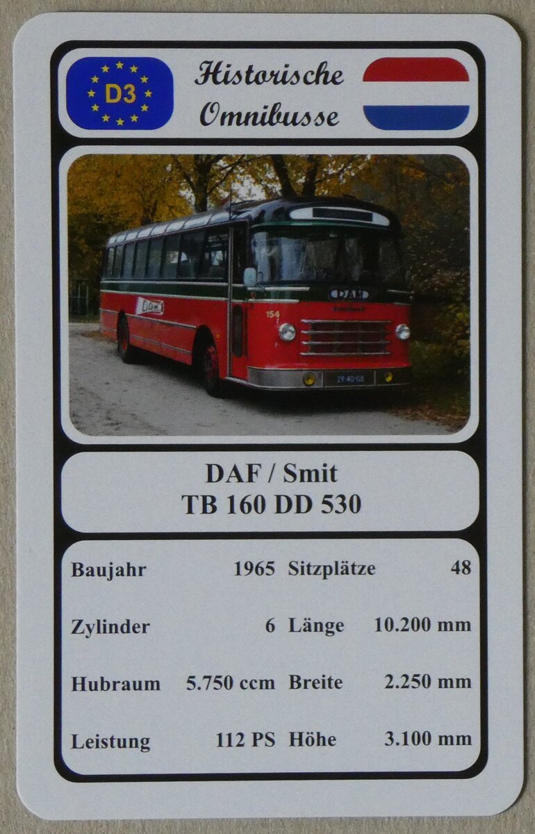 (269'688) - Quartett-Spielkarte mit DAF / Smit TB 160 DD 530 von 1965 am 8. Dezember 2024 in Thun