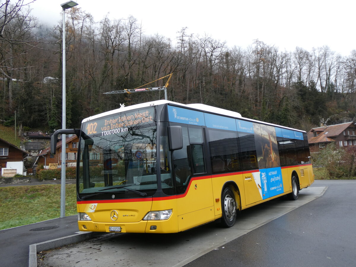 (269'694) - PostAuto Bern - BE 610'539/PID 5270 - Mercedes (ex BE 700'281; ex Schmocker, Stechelberg Nr. 2) am 9. Dezember 2024 in Ringgenberg, Sge