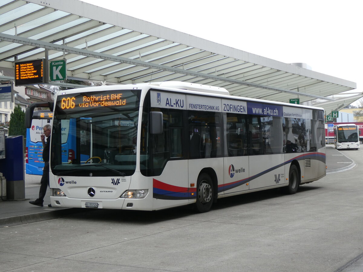 (269'731) - Limmat Bus, Dietikon - AG 355'524 - Mercedes am 10. Dezember 2024 beim Bahnhof Zofingen