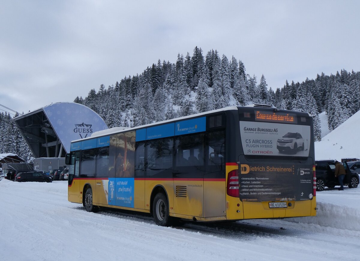 (270'071) - PostAuto Bern - BE 610'539/PID 5270 - Mercedes (ex BE 700'281; ex Schmocker, Stechelberg Nr. 2) am 21. Dezember 2024 in Col du Pillon, Glacier 3000