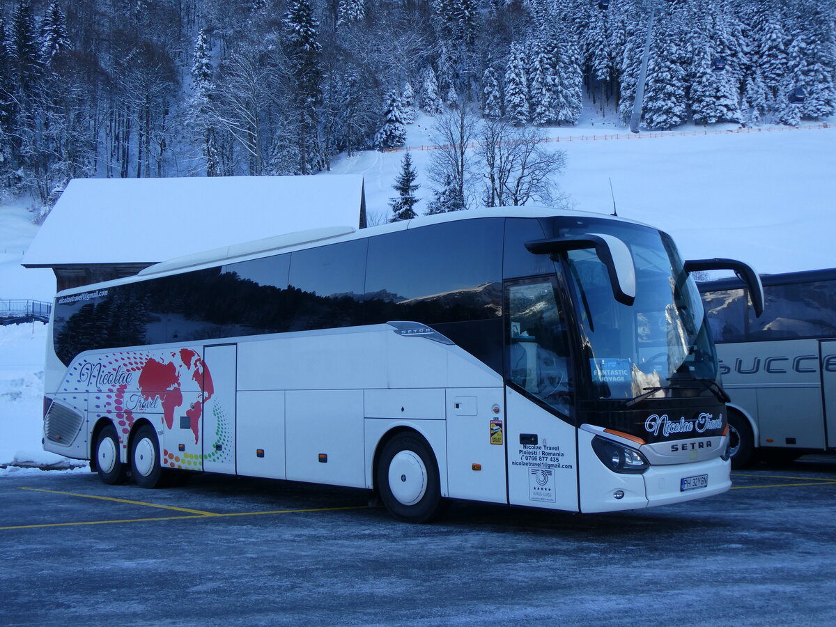 (270'206) - Aus Rumnien: Nicolae Travel, Ploiesti - PH 32 YGN - Setra am 25. Dezember 2024 in Engelberg, Talstation Titlis