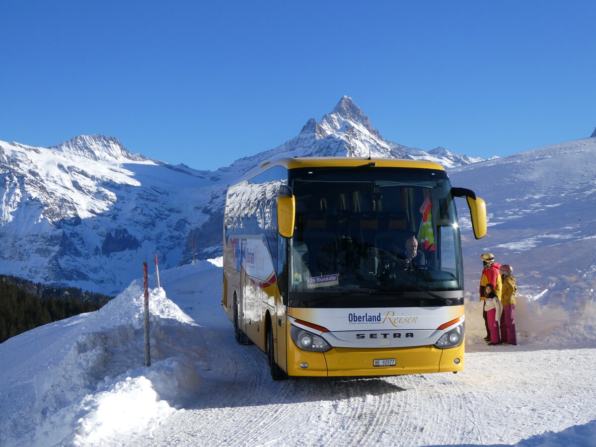 (270'383) - Oberland Reisen, Thun - Nr. 22/BE 92'977 - Setra (ex AVG Grindelwald Nr. 22) am 29. Dezember 2024 auf der Bussalp