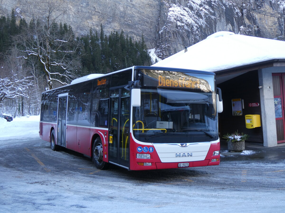 (270'442) - PostAuto Bern - BE 90'275/PID 12'337 - MAN (ex Dr. Richard, A-Wien Nr. 1419) am 30. Dezember 2024 in Stechelberg, Hotel