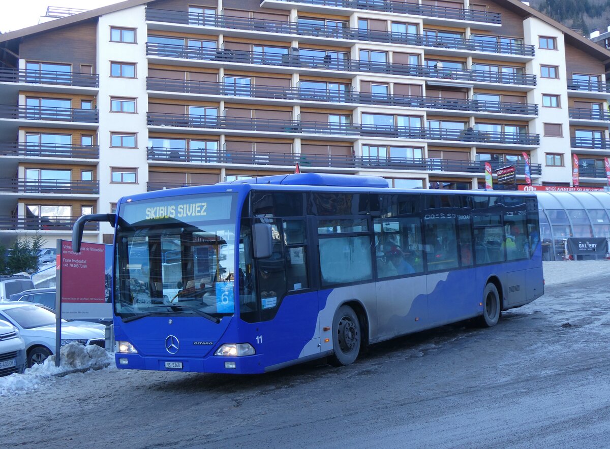 (270'508) - Lathion, Sion - Nr. 11/VS 5368 - Mercedes (ex VZO Grningen Nr. 74) am 1. Januar 2025 in Haute-Nendaz, Tlcabine