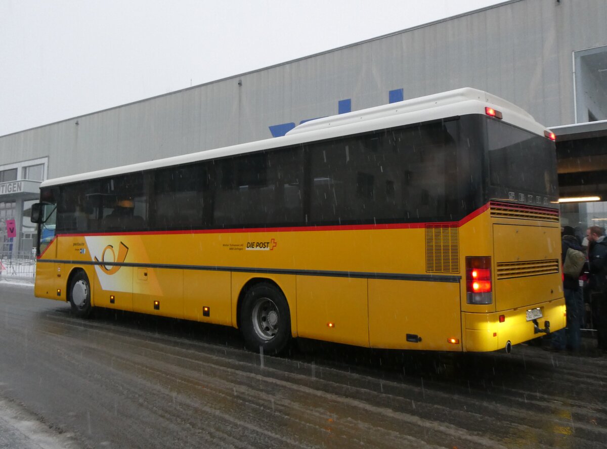 (270'853) - Tschannen, Zofingen - Nr. 7/AG 14'483/PID 90 - Setra am 11. Januar 2025 beim Bahnhof Frutigen