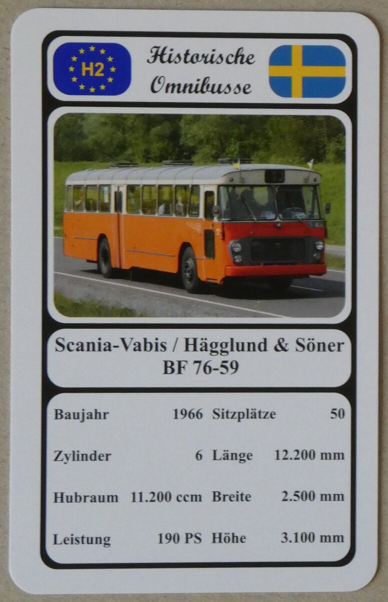 (271'113) - Quartett-Spielkarte mit Scania-Vabis / Hgglund & Sner BF 76-59 von 1966 am 12. Januar 2025 in Thun