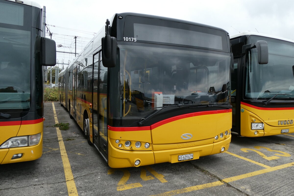 (281'219) - PostAuto Wallis - VS 429'479/PID 10'175 - Solaris (ex Nr. 67) am 11. Oktober 2025 in Yverdon, Garage
