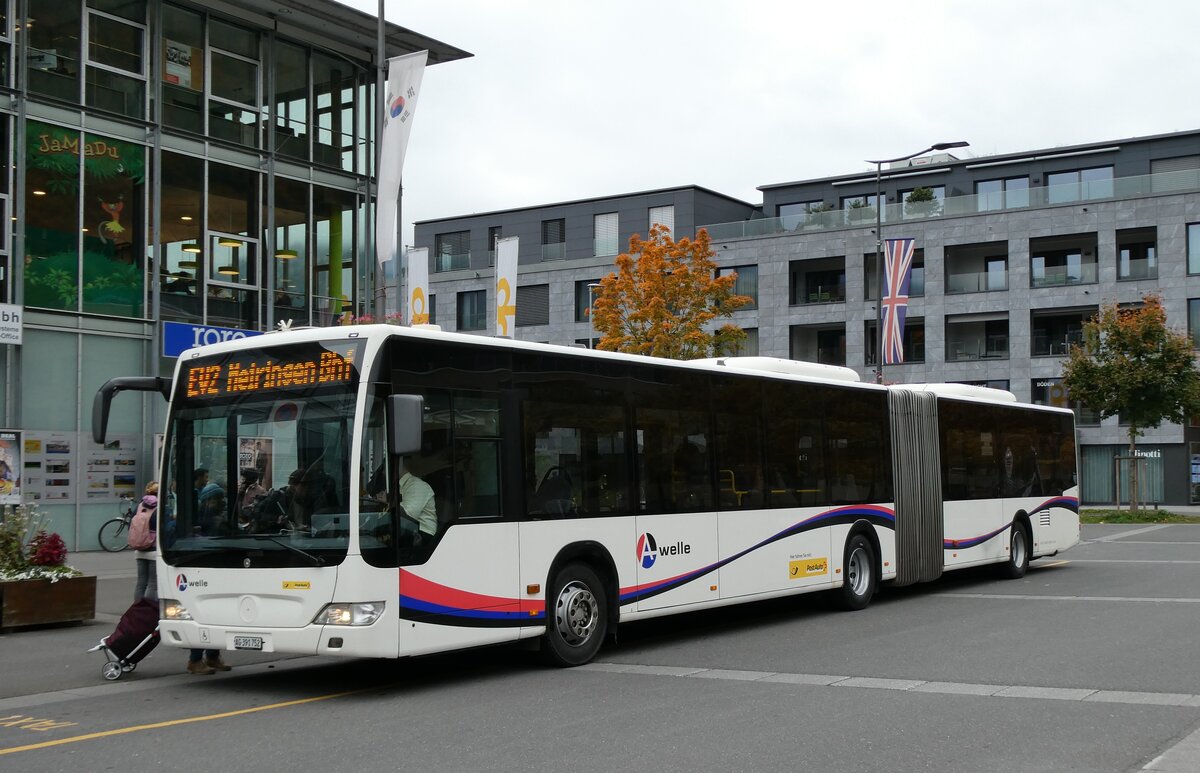 (281'507) - PostAuto Nordschweiz - AG 391'752/PID 5201 - Mercedes (ex Wicki, Zufikon) am 14. Oktober 2025 beim Bahnhof Interlaken Ost