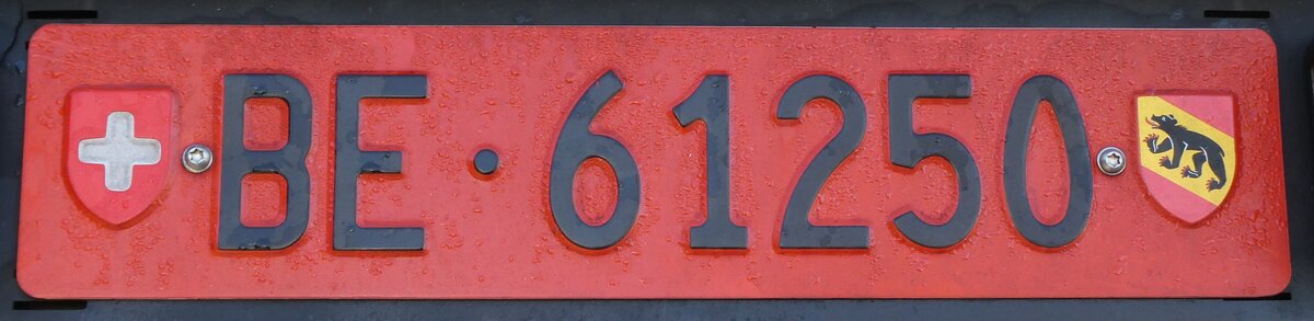 (282'925) - Nummernschild - BE 61'250 - am 9. Dezember 2025 in Thun, Lachenwiese