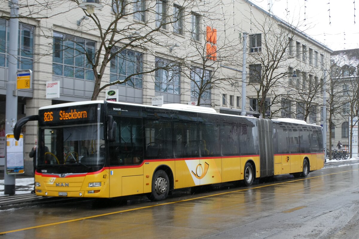 (283'757) - PostAuto Ostschweiz - Nr. 47/TG 158'002/PID 10'728 - MAN (ex SB Trans, Sursee Nr. 47) am 8. Januar 2026 beim Bahnhof Frauenfeld