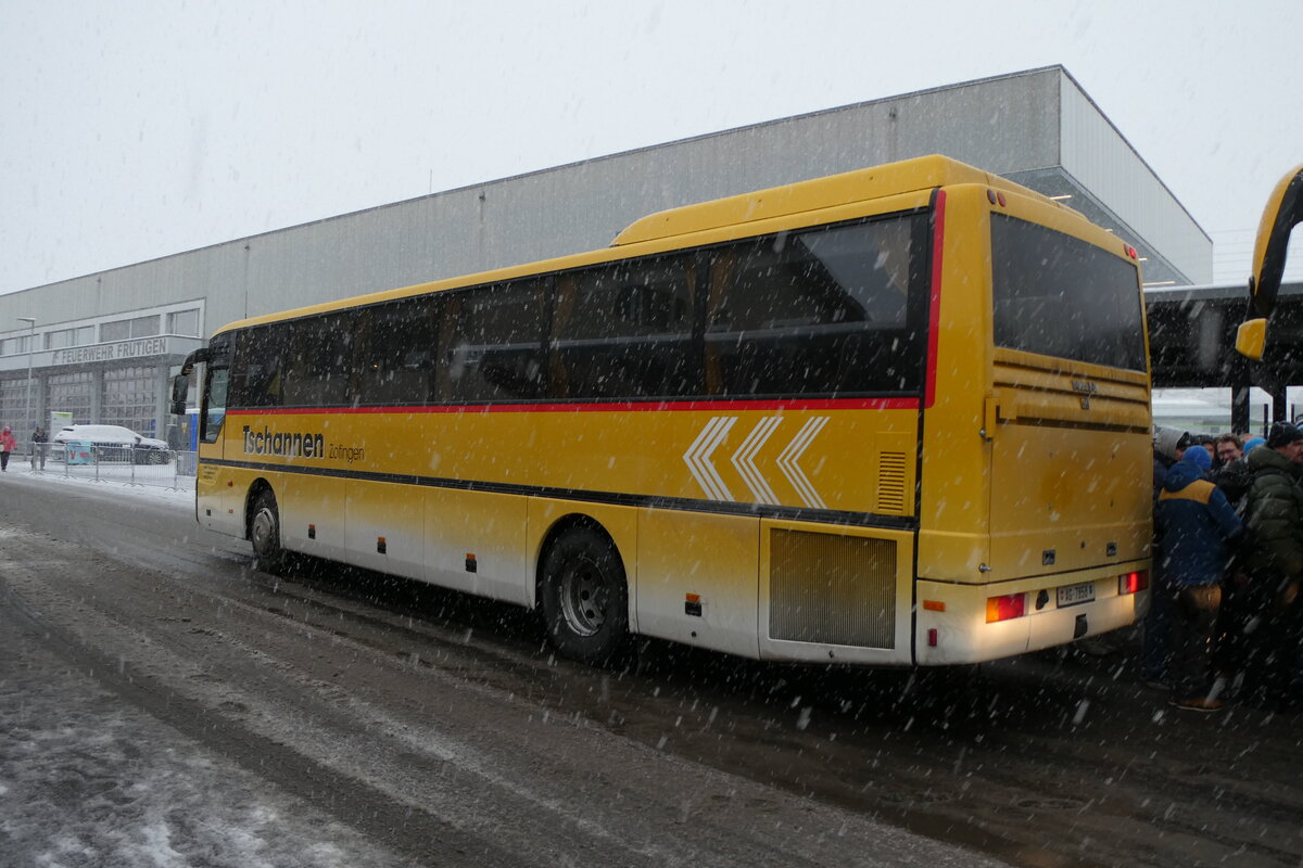 (283'857) - Tschannen, Zofingen - Nr. 6/AG 7858 - MAN (ex STI Thun Nr. 30) am 10. Januar 2026 beim Bahnhof Frutigen