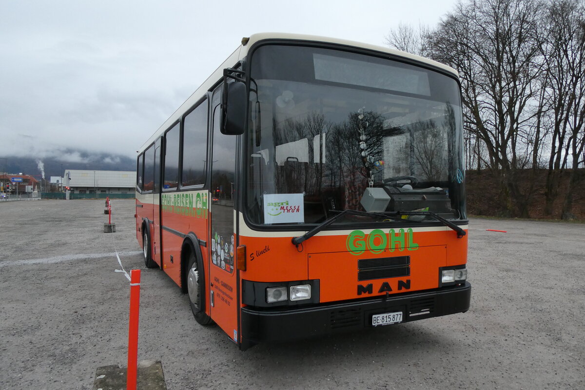 (285'145) - Gohl, Herzogenbuchsee - BE 815'877 - MAN/Lauber (ex AMSA Chiasso Nr. 19; ex Tresch, Amsteg PID 2290) am 1. M�rz 2026 in Thun, Kleine Allmend