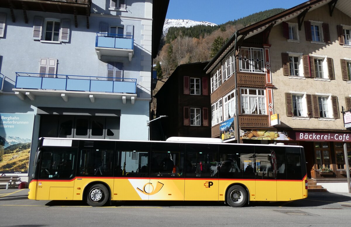 (285'208) - PostAuto Zentralschweiz - Nr. 512/OW 10'601/PID 10'591 - MAN (ex Nr. 1; ex Dillier, Sarnen Nr. 1) am 5. M�rz 2026 beim Bahnhof Lauterbrunnen