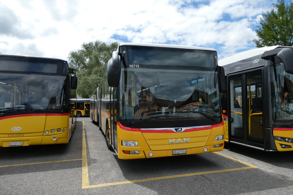 (287'045) - CarPostal Ouest - VD 623'514/PID 10'715 - MAN (ex JU 36'038) am 16. Mai 2026 in Yverdon, Garage