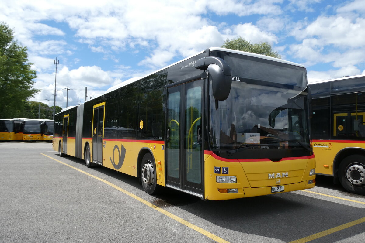 (287'052) - CarPostal Ouest - VD 495'031/PID 5011 - MAN am 16. Mai 2026 in Yverdon, Garage