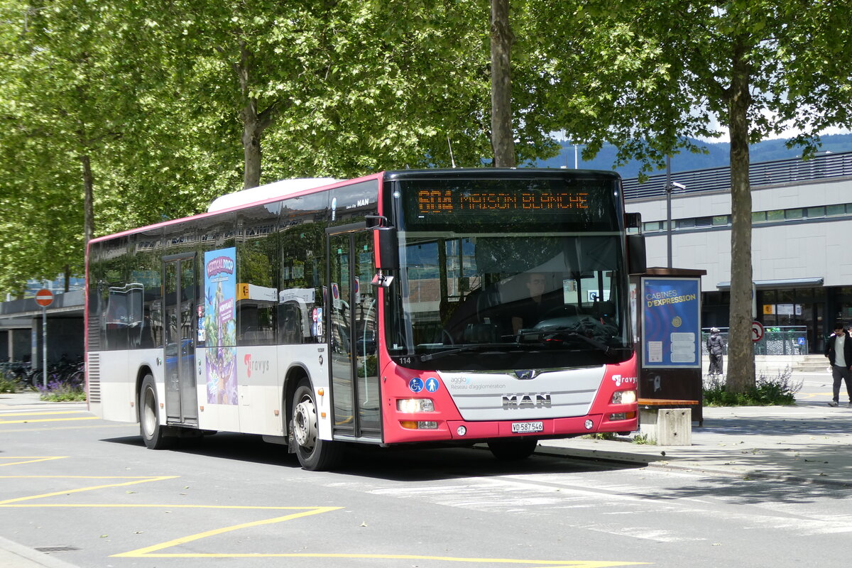 (287'064) - TRAVYS Yverdon - Nr. 114/VD 587'546 - MAN am 16. Mai 2026 beim Bahnhof Yverdon