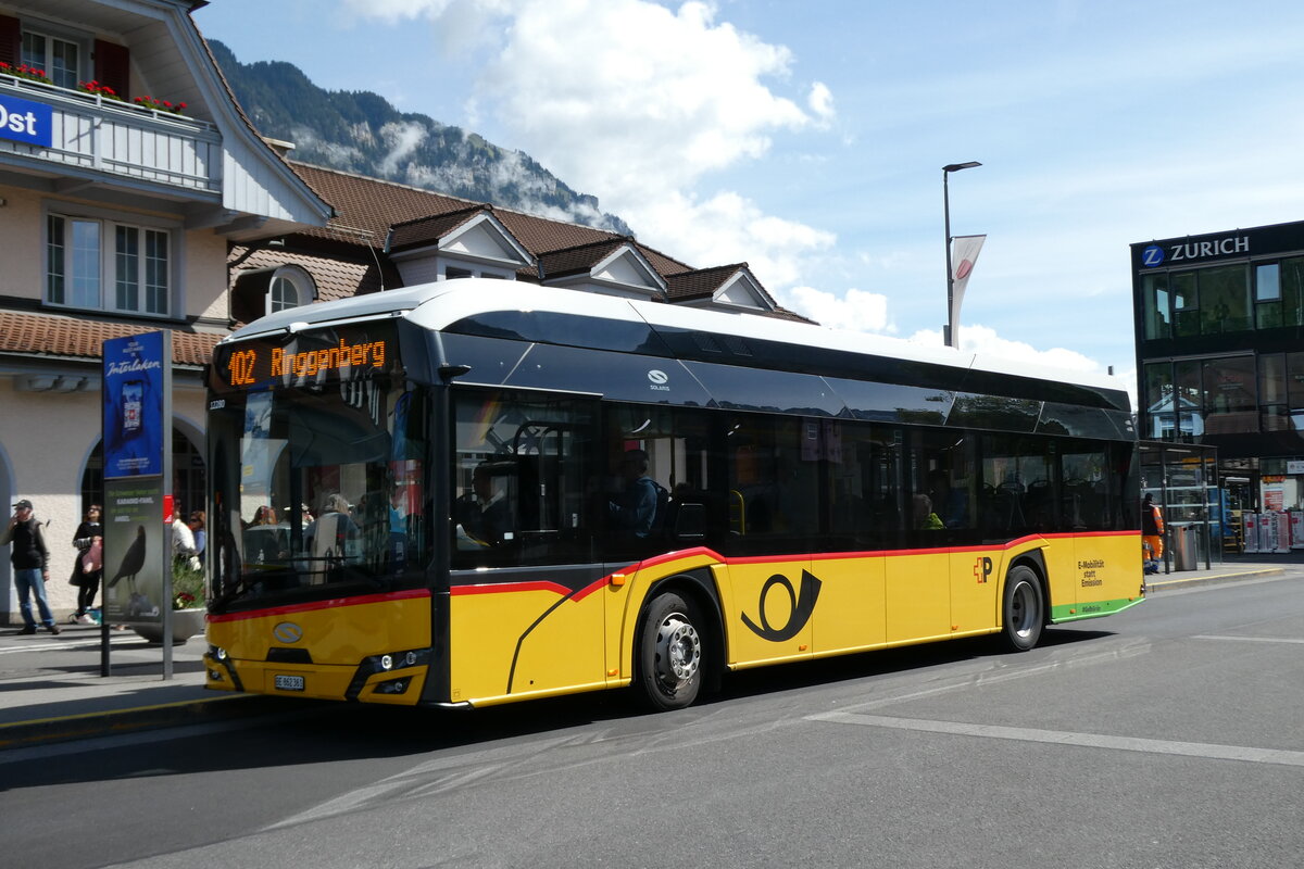 (287'095) - PostAuto Bern - BE 862'361/PID 12'280 - eSolaris am 19. Mai 2026 beim Bahnhof Interlaken Ost