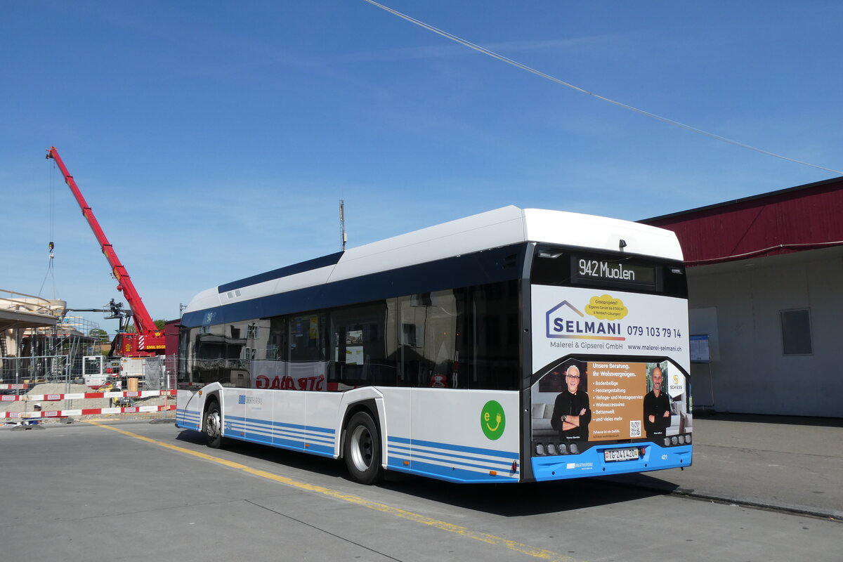 (287'130) - BOTG Amriswil - Nr. 421/TG 241'420 - eSolaris am 21. Mai 2026 beim Bahnhof Amriswil
