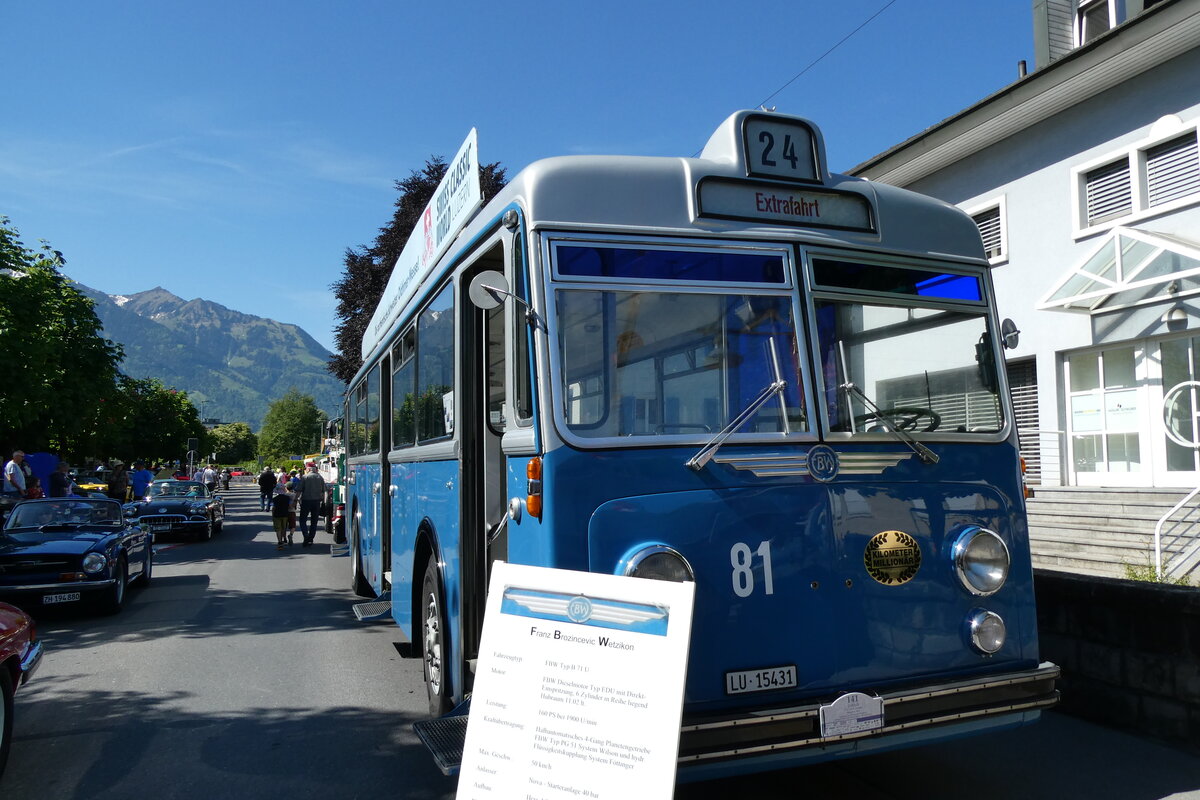 (287'184) - VBL Luzern (vbl-historic) - Nr. 81/LU 15'431 - FBW/Hess am 23. Mai 2026 in Sarnen, OiO