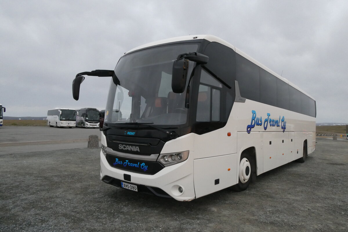 (288'237) - Aus Finnland: Bus Travel - XNS-280 - Scania am 12. Juni 2026 am Nordkap