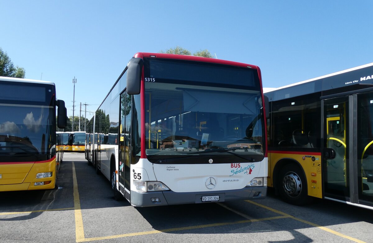 (289'693) - CarPostal Ouest - Nr. 65/VD 191'304/PID 5315 - Mercedes (ex PostAuto Wallis Nr. 65; ex Lathion, Sion Nr. 65) am 18. Juli 2026 in Yverdon, Garage