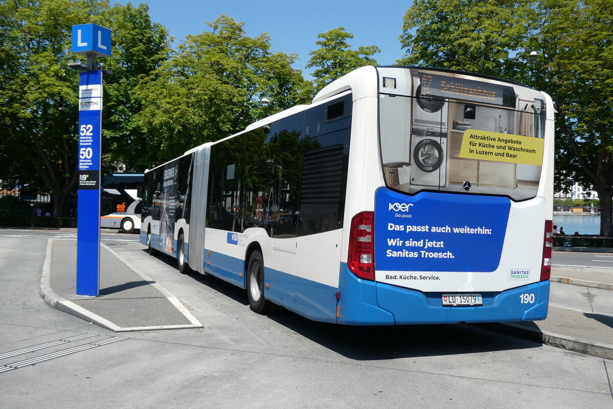 (289'752) - VBL Luzern - Nr. 190/LU 15'079 - Mercedes am 21. Juli 2026 beim BAhnhof Luzern