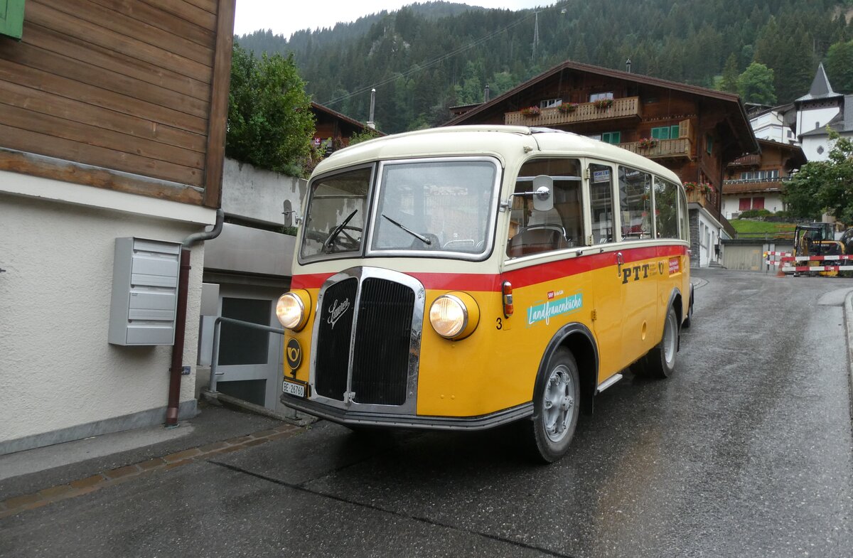 (289'872) - Schmid, Th�rishaus - Nr. 3/BE 26'760 - Saurer/Gangloff (ex Geigr, Adelboden Nr. 3) am 26. Juli 2026 in Adelboden, Busstation