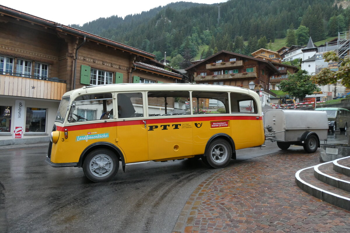 (289'882) - Schmid, Th�rishaus - Nr. 3/BE 26'760 - Saurer/Gangloff (ex Geiger, Adelboden Nr. 3) am 26. Juli 2026 in Adelboden, Busstation