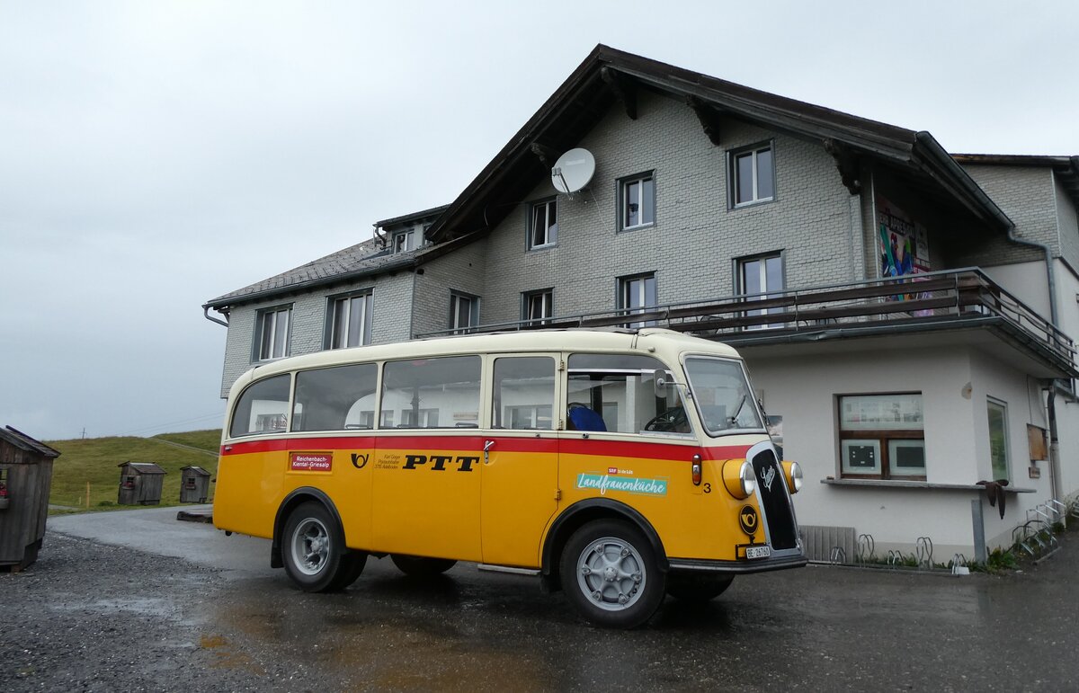(289'899) - Schmid, Th�rishaus - Nr. 3/BE 26'760 - Saurer/Gangloff (ex Geiger, Adelboden Nr. 3) am 26. Juli 2026 in Hahnenmoospass, Berghotel