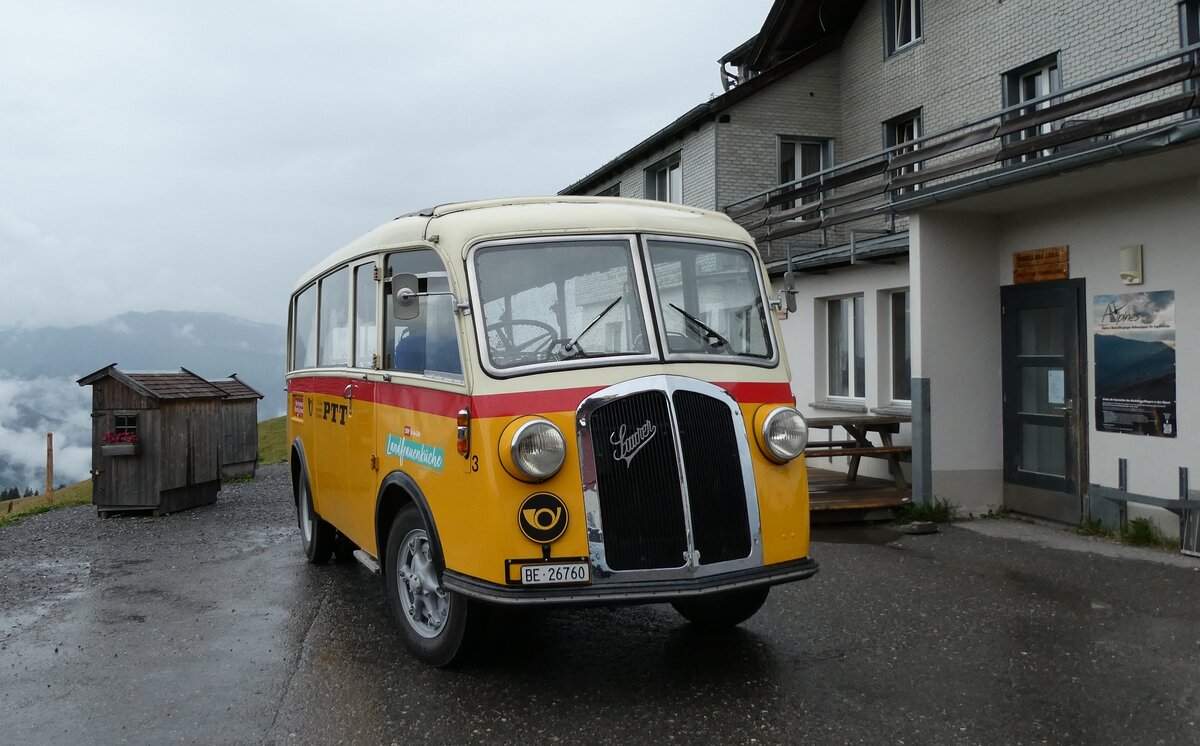 (289'900) - Schmid, Th�rishaus - Nr. 3/BE 26'760 - Saurer/Gangloff (ex Geiger, Adelboden Nr. 3) am 26. Juli 2026 in Hahnenmoospass, Berghotel