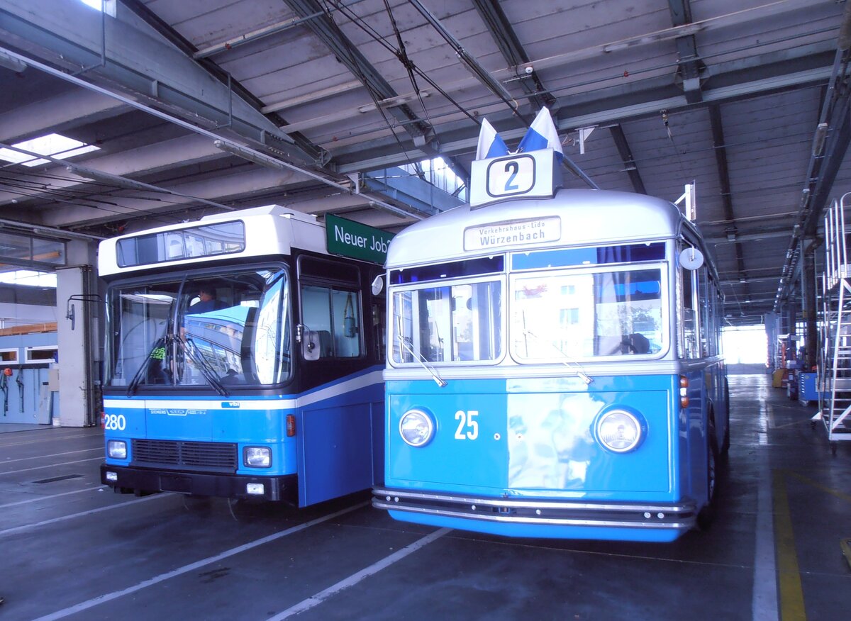 (290'166) - VBL Luzern (vbl-historic) - Nr. 25 - FBW/FFA Trolleybus am 8. August 2026 in Luzern, Depot