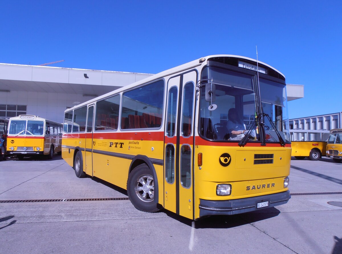 (290'536) - Krummenacher, Zillis  Nr. 74/BE 243'579 - Saurer/R&J (ex AVG Meiringen Nr. 74/PID 10'683; ex PostAuto Berner Oberland; ex P 24'357) am 29. August 2026 in Oberkirch, CAMPUS Sursee