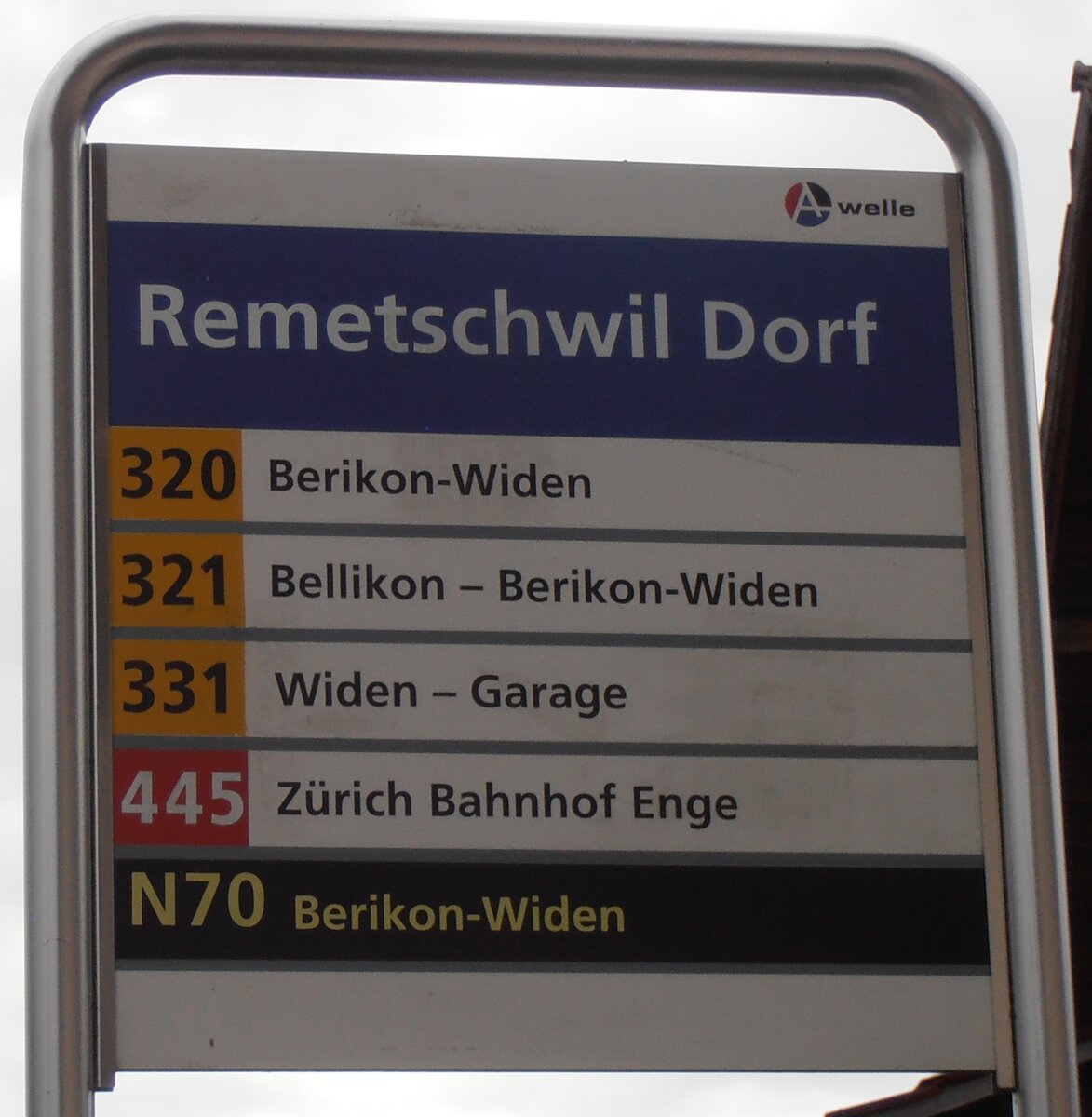 (290'677) - A-welle/PostAuto-Haltestellenschild - Remetschwil, Dorf - am 5. September 2026