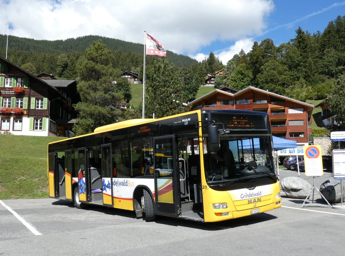 (290'810) - GrindelwaldBus, Grindelwald - Nr. 20/BE 349'361 - MAN/G�ppel am 11. September 2026 in Grindelwald, Gemeindehaus (prov. Bahnhof)