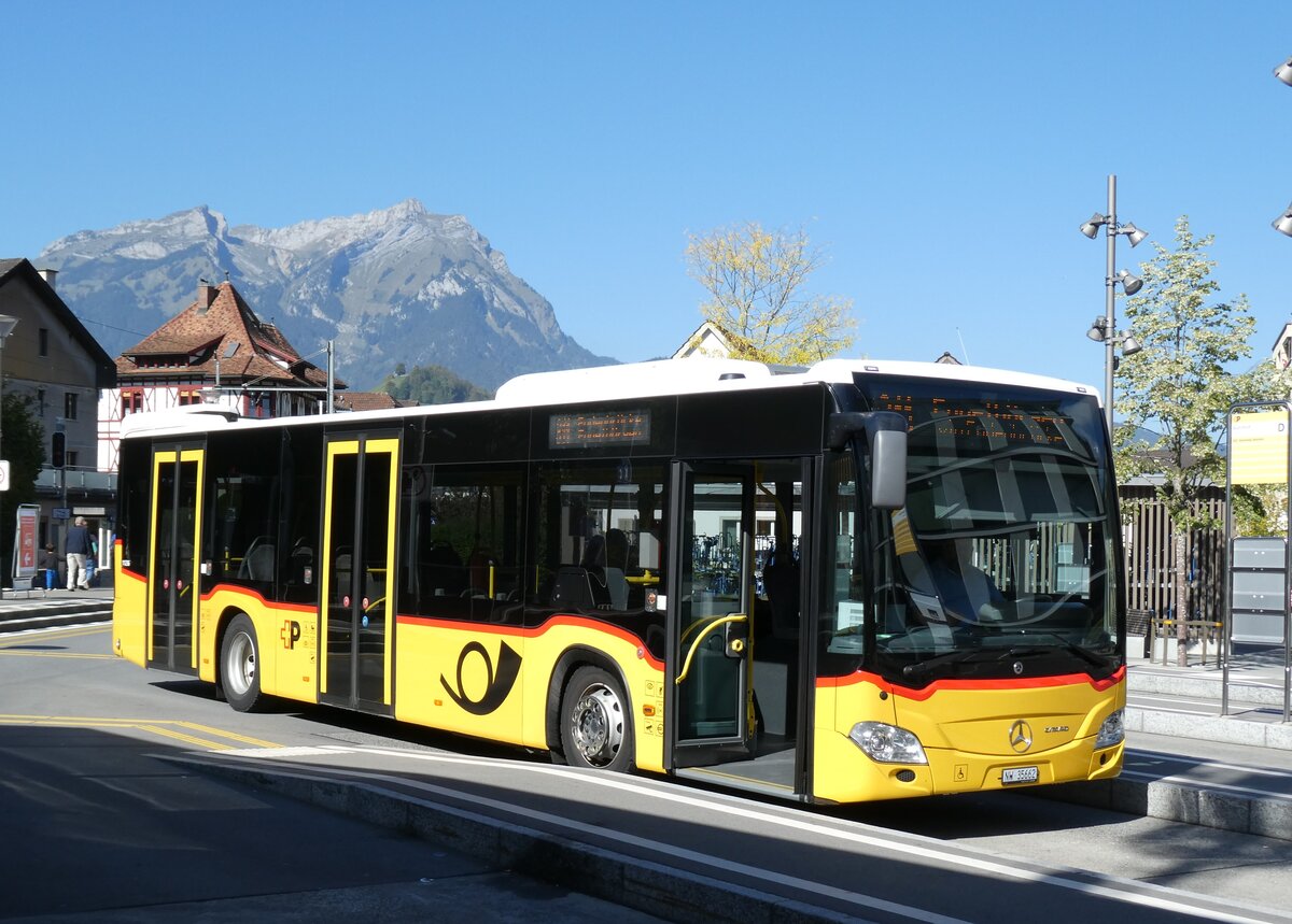 (291'032) - PostAuto Zentralschweiz - NW 35'662/PID 11'236  Mercedes (ex Nr. 513; ex H�fliger, Sursee Nr. 32) am 22. September 2026 beim Bahnhof Stans