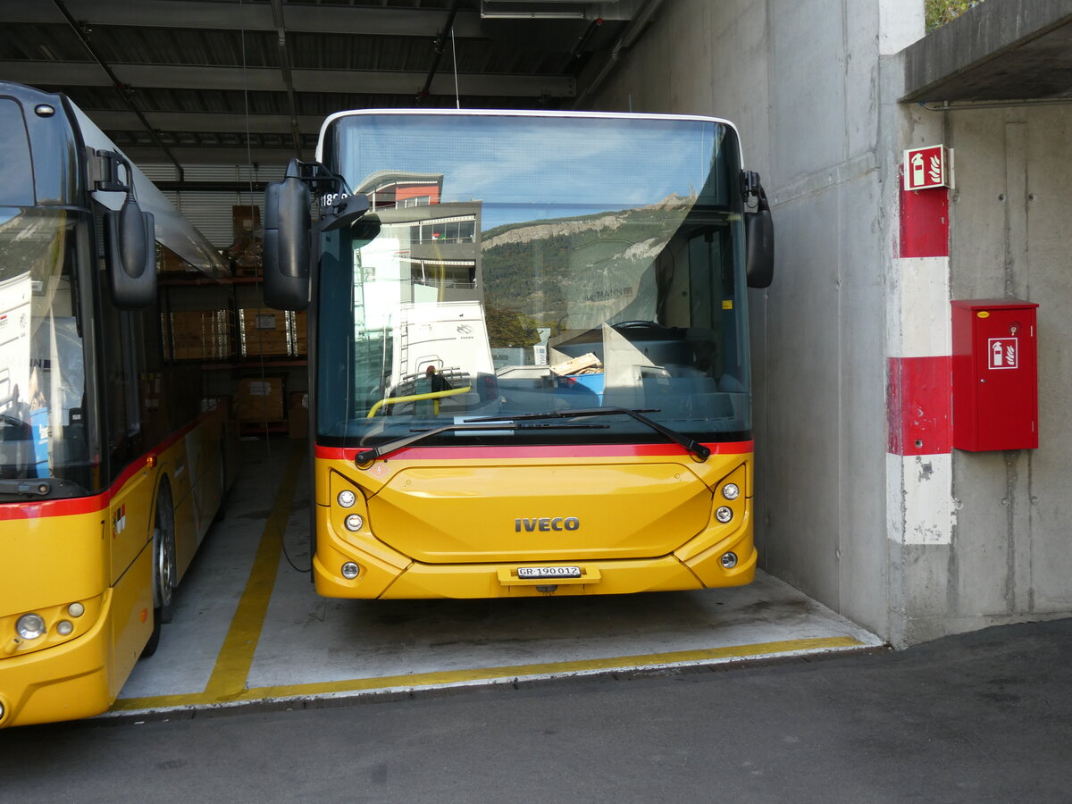 (291'242) - PostAuto Graub�nden - GR 190'012/PID 11'898 - eHeuliez-Iveco (ex Gessinger, Bad Ragaz) am 29. September 2026 in Chur, Garage