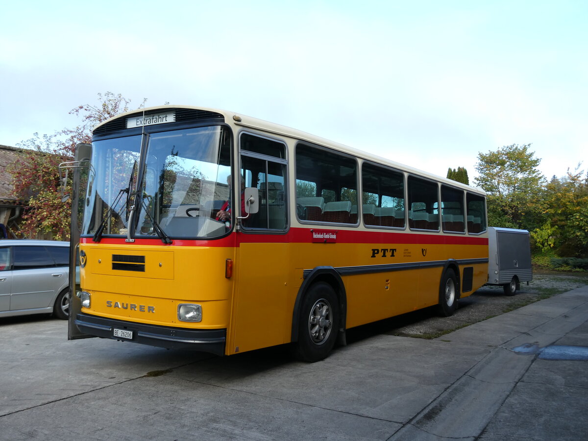 (291'319) - Schmid, Th�rishaus - BE 26'206 - Saurer/T�scher (ex P 24'244) am 2. Oktober 2026 in Oberwangen, Hubel