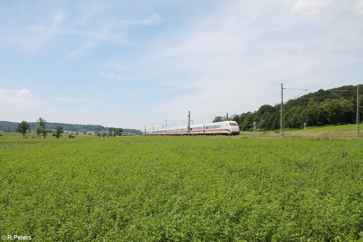 402 003-8 Cottbus/Chósebuz + 403 010-3 Fontanestadt Neuruppin als ICE 535/585 Oldenburg (Olb)/Lübeck - München HBF bei Oberdachstetten. 08.06.24
