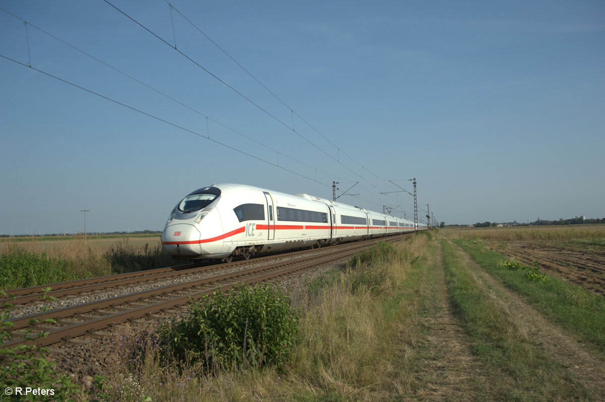 408 022  Waldecker Land  als ICE 513 Köln HBF - München HBF bei Frankenthal. 01.09.24