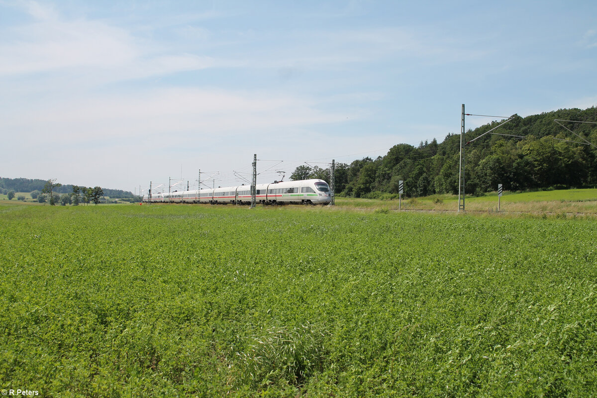 411 027-6  Weimar  als ICE27 Dortmund - Wien umgeleitet bei Oberdachstetten. 08.06.24