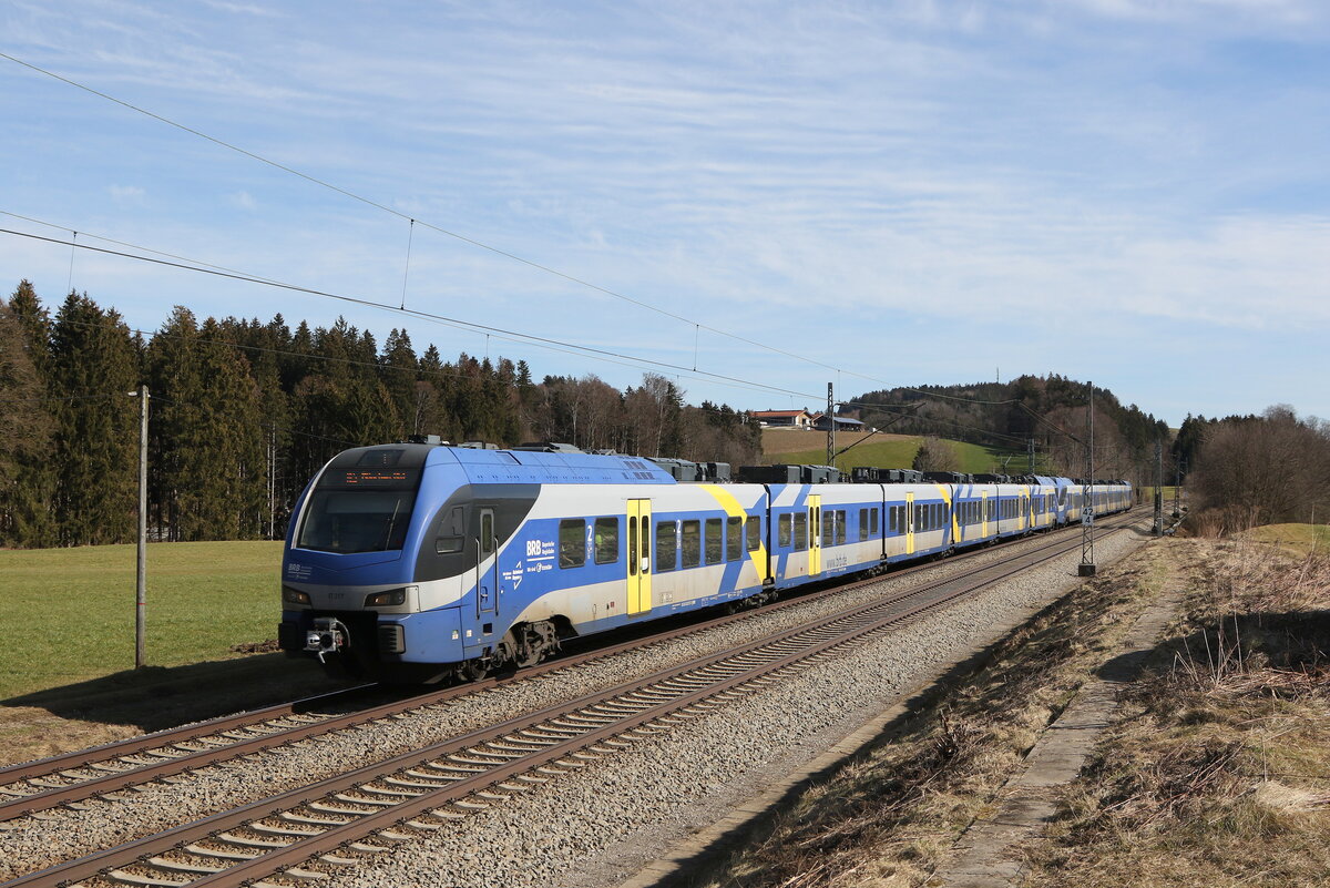 430 017 und 430 006 auf dem Weg nach M�nchen am 22. Februar 2023 bei H�tt im Chiemgau.