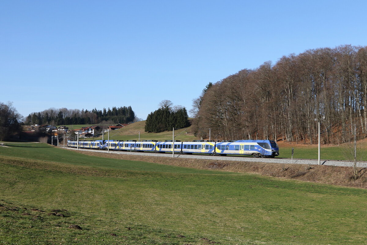 430 019 und 430 0118 aus M�nchen kommend am 5. Februar 2024 bei Axdorf im Chiemgau.